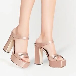 New Giuseppe Zanotti Tytania Satin Mule Sandals Zipper Toes Platform Heels Sz 40
